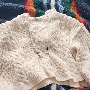Zenana Outfitters Cream Cable Knit Sweater